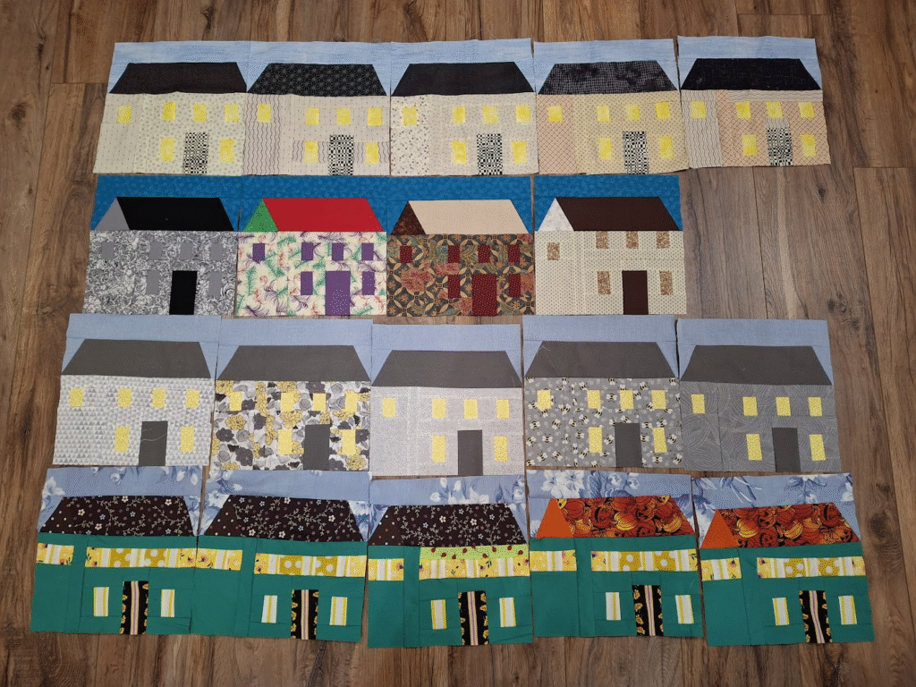 Four rows of houses for the towns our guild members are making.