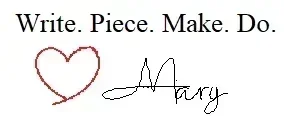 Write. Piece. Make. Do. Mary's blog post signoff.